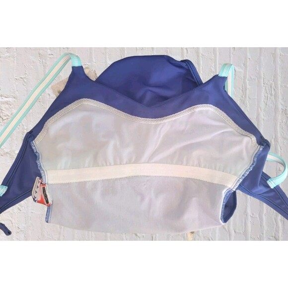 Jantzen Modest One Piece Swimsuit Size MED Blue Shelf Bra Cut Out Back Beach - Picture 4 of 6